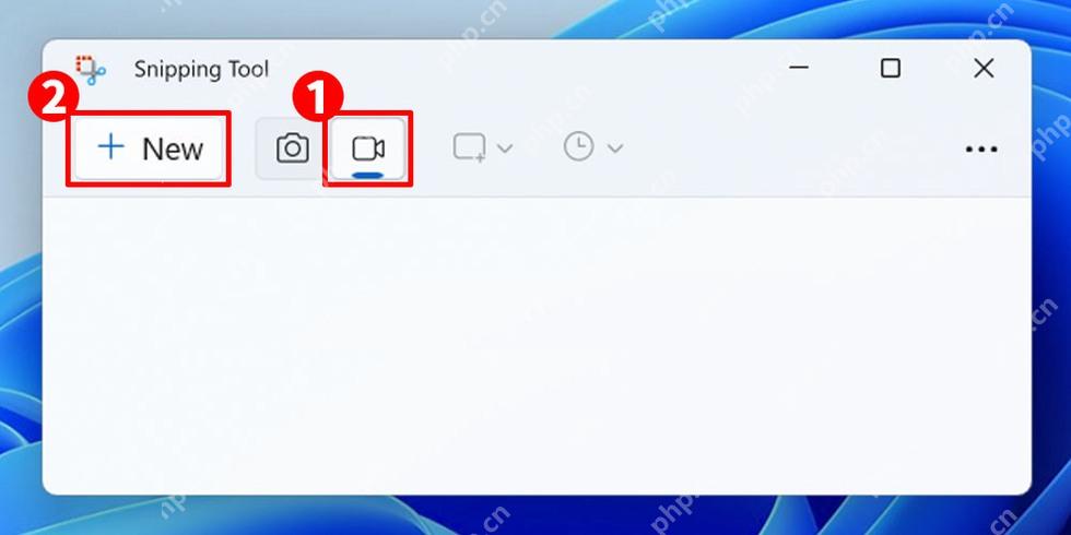 Win11 截图工具选择录制模式并点击 New 开始新录制