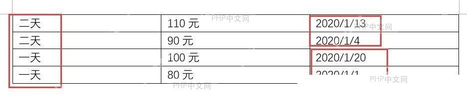 查看 Word 表格内容排序后的结果