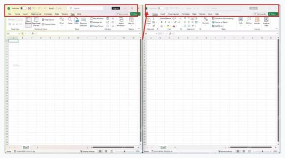 Excel 中同一工作簿出现两个编号窗口,证明新建窗口已经打开