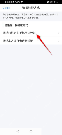 个人所得税App找回密码验证方式选择