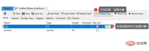 How to set the primary key and auto-increment of data table in mysql