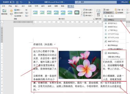 Word 图片格式中设置环绕文字为四周型或浮于文字上方