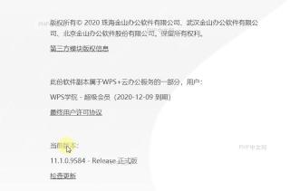 WPS如何查看并更新WPS版本?结果检查