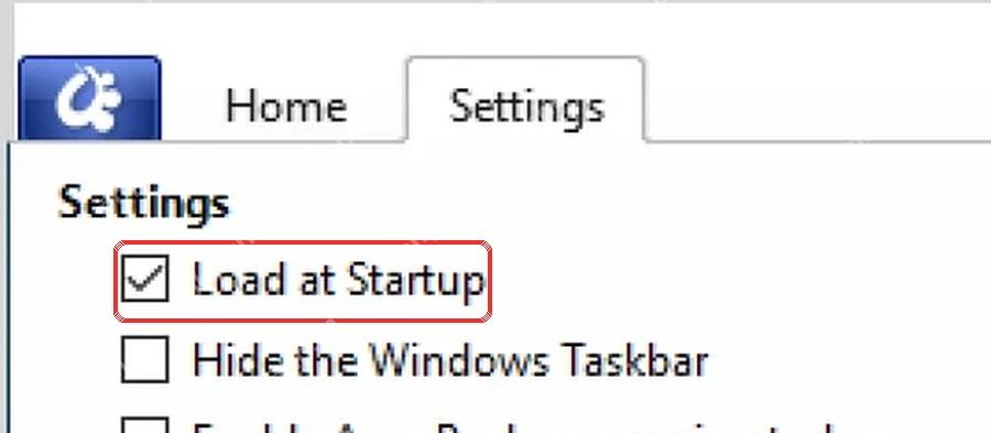 ObjectDock Windows Settings 页面 Load at Startup 开机启动选项