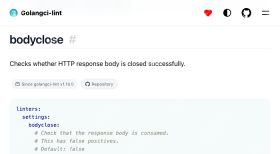 Golangci-lint 官方 bodyclose 设置页说明 HTTP 响应体关闭检查及可选的响应体消费检查