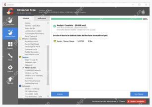 CCleaner Windows 电脑端分析结果中的 System Memory Dumps 文件