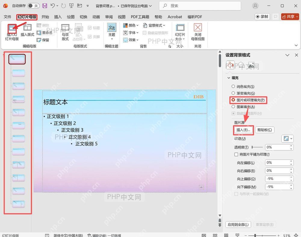 WPS 演示界面用于观察默认字体颜色和母版入口的真实底图