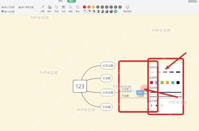 WPS 思维导图关联线被选中后弹出的样式面板,服务于第3步打开样式面板