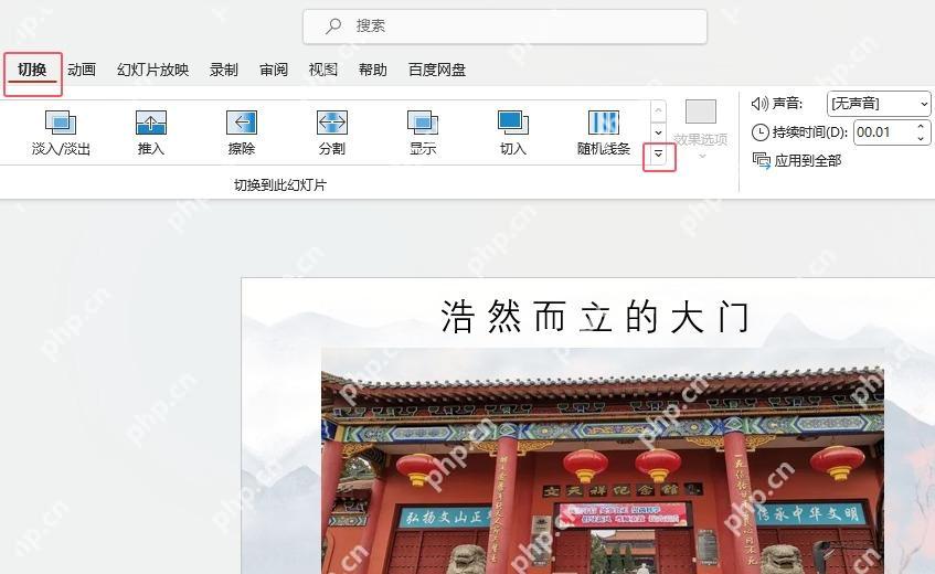 PPT切换选项卡中检查切换数量与附加参数