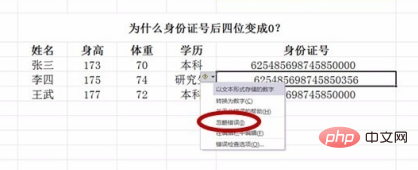 What should I do if the last four digits of the ID card entered into the Excel table change to 0000?