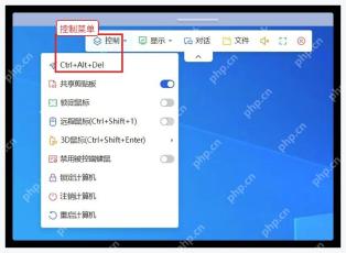 ToDesk Windows 远程控制工具栏中的控制菜单