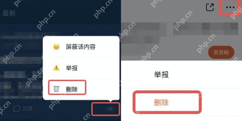 番茄小说评论更多菜单,包含屏蔽、举报和删除