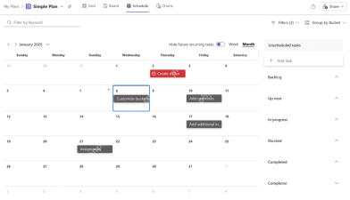 Microsoft Planner日程视图中按日期查看任务安排