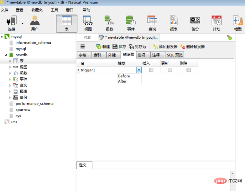 So legen Sie Trigger mit Navicat fest