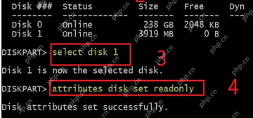 DiskPart attributes disk set readonly 设置磁盘只读