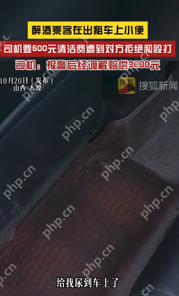 醉酒乘客在出租车上小便协商清洁费不成殴打司机，最终赔偿3000元 - php中文网
