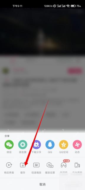 哔哩哔哩更多面板里的缓存入口