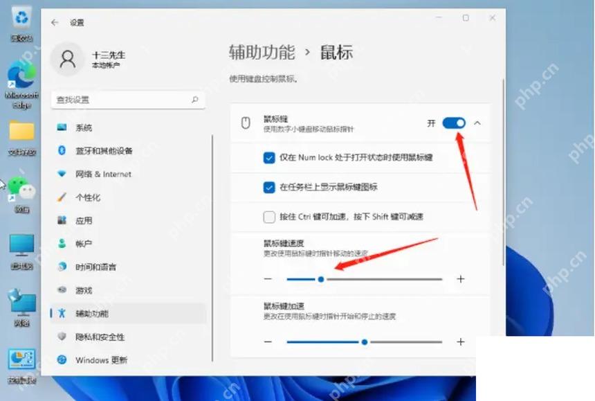 Win11 辅助功能鼠标页面显示鼠标键设置