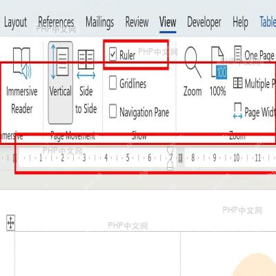 Word 视图选项卡中启用标尺的界面