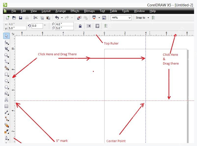 CorelDRAW 从标尺拖出水平和垂直参考线