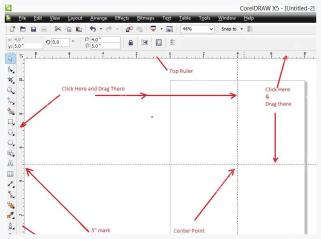 CorelDRAW 从标尺拖出水平和垂直参考线