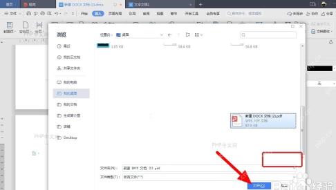 文件选择窗口中选中PDF文件并点击打开