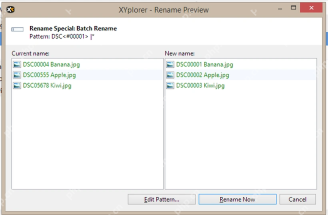 XYplorer Rename Preview 对照当前名称和新名称。