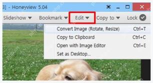 Honeyview Edit 菜单中的 Convert Image Rotate Resize 图像处理入口