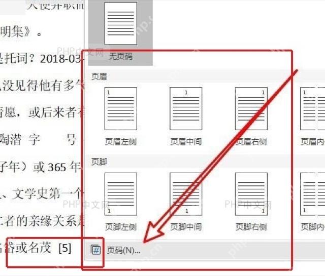 WPS页码菜单中进入页码设置窗口