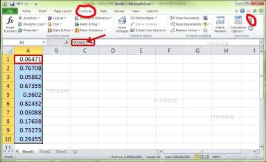Excel 公式栏输入 =RAND(),A1 单元格生成 0 到 1 之间随机小数的步骤图