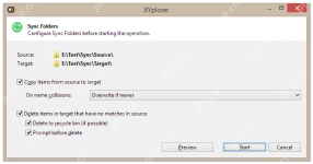 XYplorer Sync Folders 配置窗口