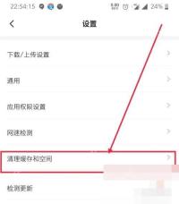 迅雷设置页面中的清理缓存和空间入口