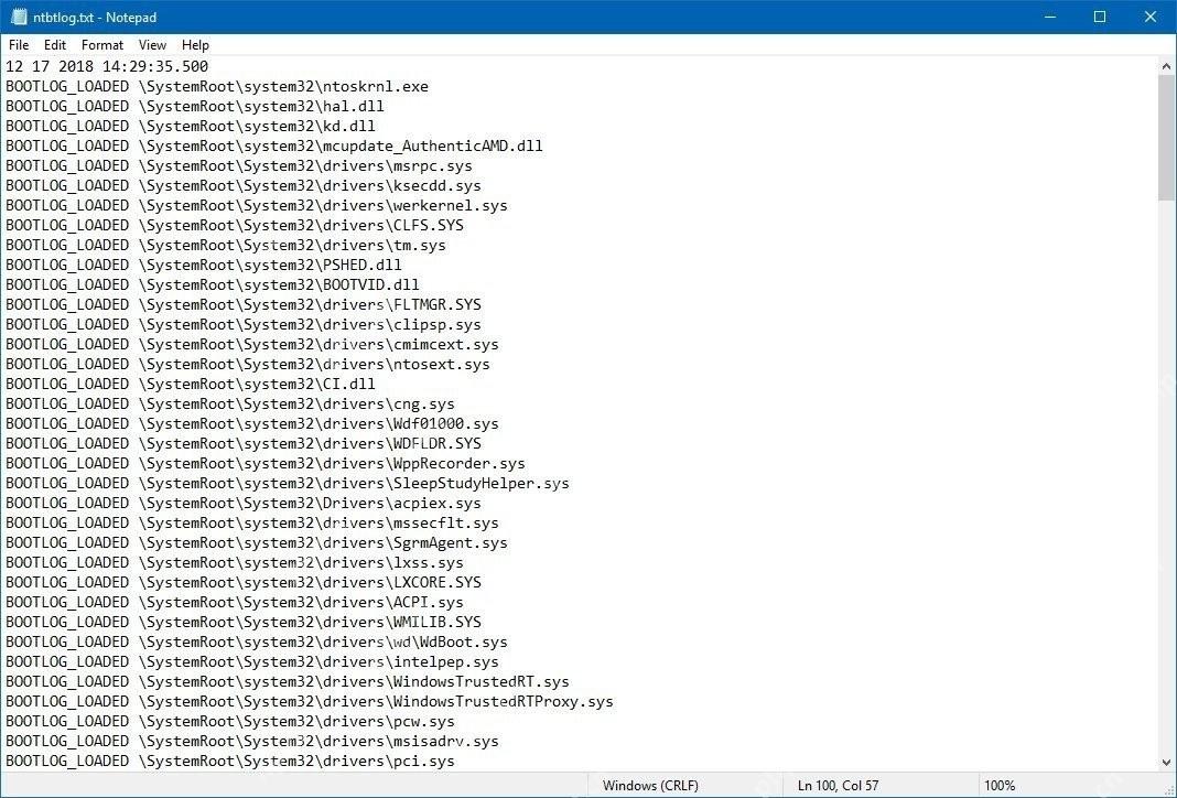 Win11 启动日志文件 ntbtlog.txt 中列出的驱动加载信息