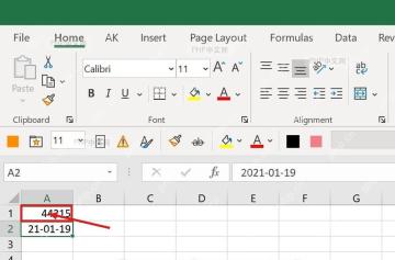 Excel 单元格显示日期序列号 44215,公式栏和相邻单元格显示对应日期