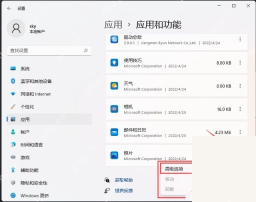 Win11 应用和功能列表中照片应用的高级选项入口