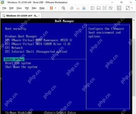 VMware Workstation UEFI Boot Manager 页面显示 Enter setup 和启动设备列表