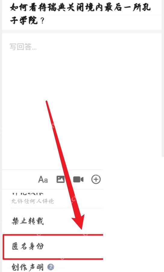 知乎设置面板里的匿名身份开关
