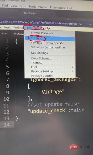 How to turn off the update prompt in sublime text3
