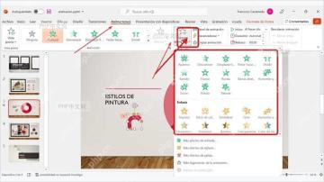PowerPoint动画选项卡中打开添加动画效果库