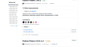 Polars 官方 GitHub Releases 展示 Python Polars 1.44.0 的 deprecations 和 enhancements