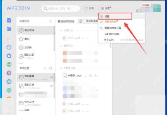 WPS 设置菜单中选择设置入口