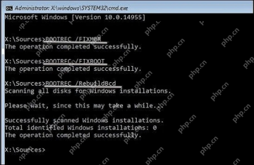 Win10 命令提示符执行 bootrec rebuildbcd 重建启动配置