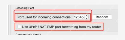 qBittorrent Connection 页中的传入连接端口输入框