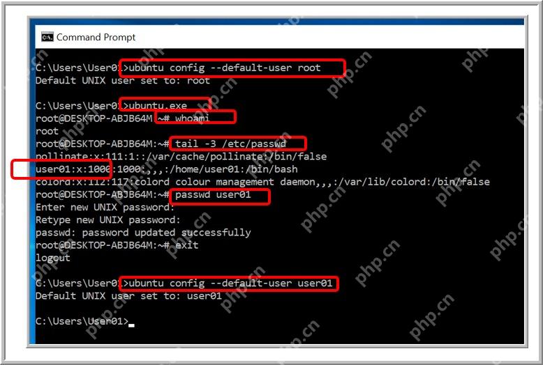 Windows 命令行和 Ubuntu 终端中切换 WSL 默认用户