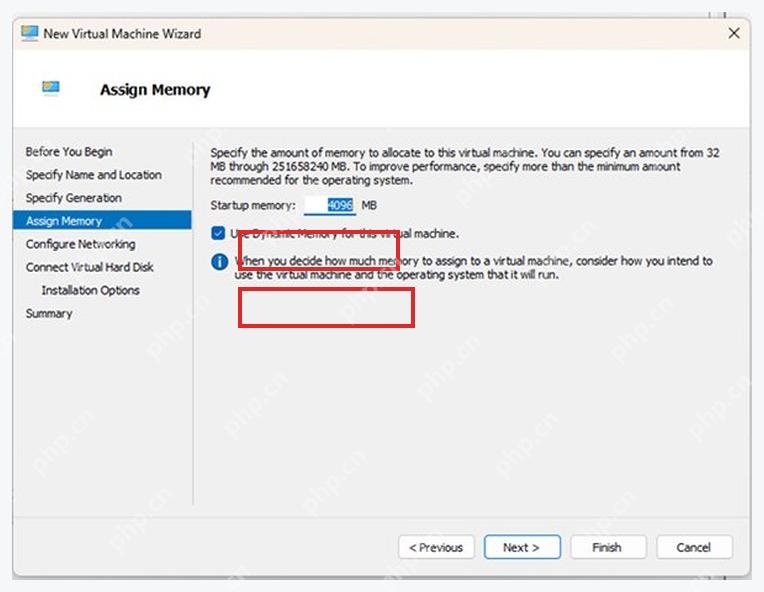 Hyper-V 新建虚拟机向导中设置 Startup memory 和 Dynamic Memory