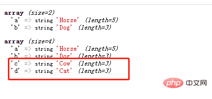 Comment ajouter des éléments de tableau à un tableau en php