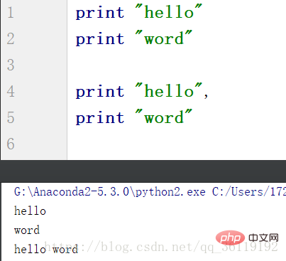 What are the changes in output without line breaks in different python versions?