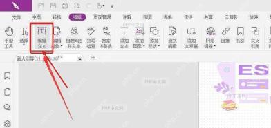 PDF编辑器进入编辑文本模式并选中文字,用于取消下划线格式
