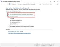 Win10 控制面板打开声音视觉通知复选框