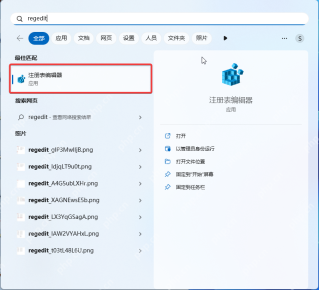 Windows 11 搜索 regedit 并显示注册表编辑器